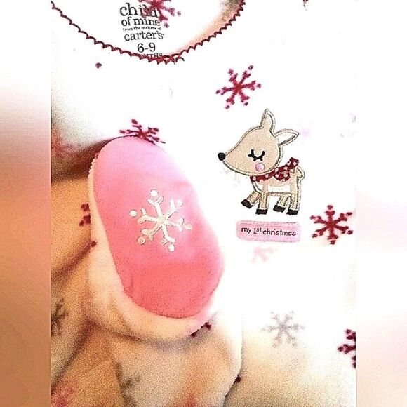 Kids/Girls child of mine Christmas SLEEP & PLAY Footsie PJS Size 6 - 9 M - Picture 2 of 2